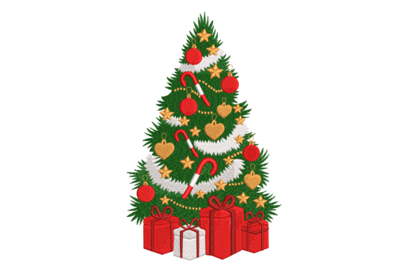 Christmas Tree with Gifts for Holiday Embroidery