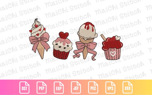 Valentine Ice Cream Cupcake Embroidery Design Review